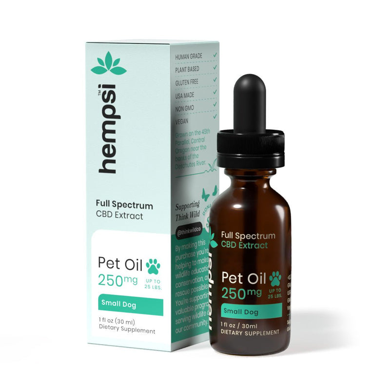 Pet Oil Drops - Full Spectrum Live Oil CBD for Dogs | Small Up to 25lbs - Hempsi